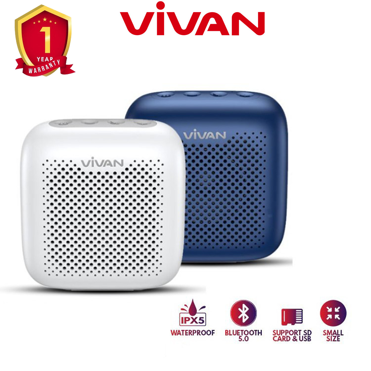 Loa Bluetooth 5.0 VIVAN VS1 - Chống Nước IPX5 - Công Suất 5W - Hàng Chính Hãng