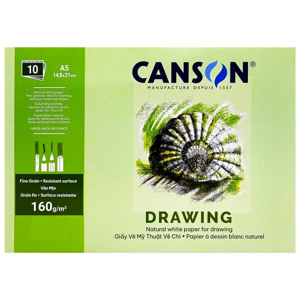 Giấy Vẽ Mỹ Thuật Vẽ Chì Canson A5 - 160gsm 10 Tờ