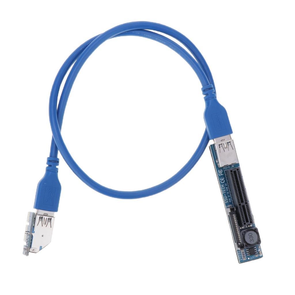 PCI-E Express X1 to X4 Dual PCI Riser Extend Adapter Card With USB 3.0 Cable