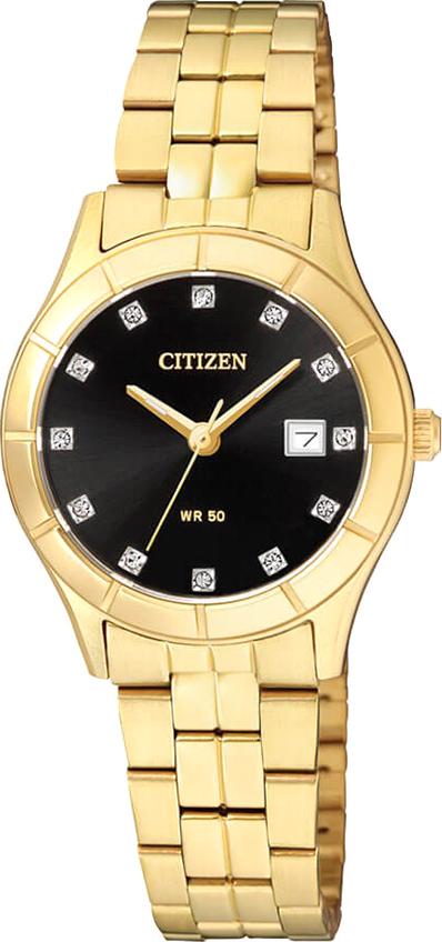 Đồng Hồ Nữ Citizen Đính Đá Swarovski Dây Thép Không Gỉ EU6042-57E - Mặt Đen