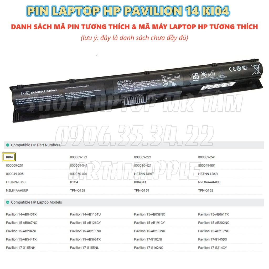 Pin Laptop HP PAVILION 14 (KI04) - 4 CELL - Pavilion 14 ab000, 15 ab000, 15 ak000, 17 g000, HSTNN DB6T, HSTNN LB6S