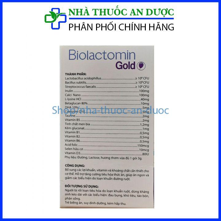 Men tiêu hóa vi sinh đường ruột Biolactomin Gold cân bằng hệ vi sinh, hỗ trợ rối loạn tiêu hóa, giúp ăn ngon – Hộp 30 gó