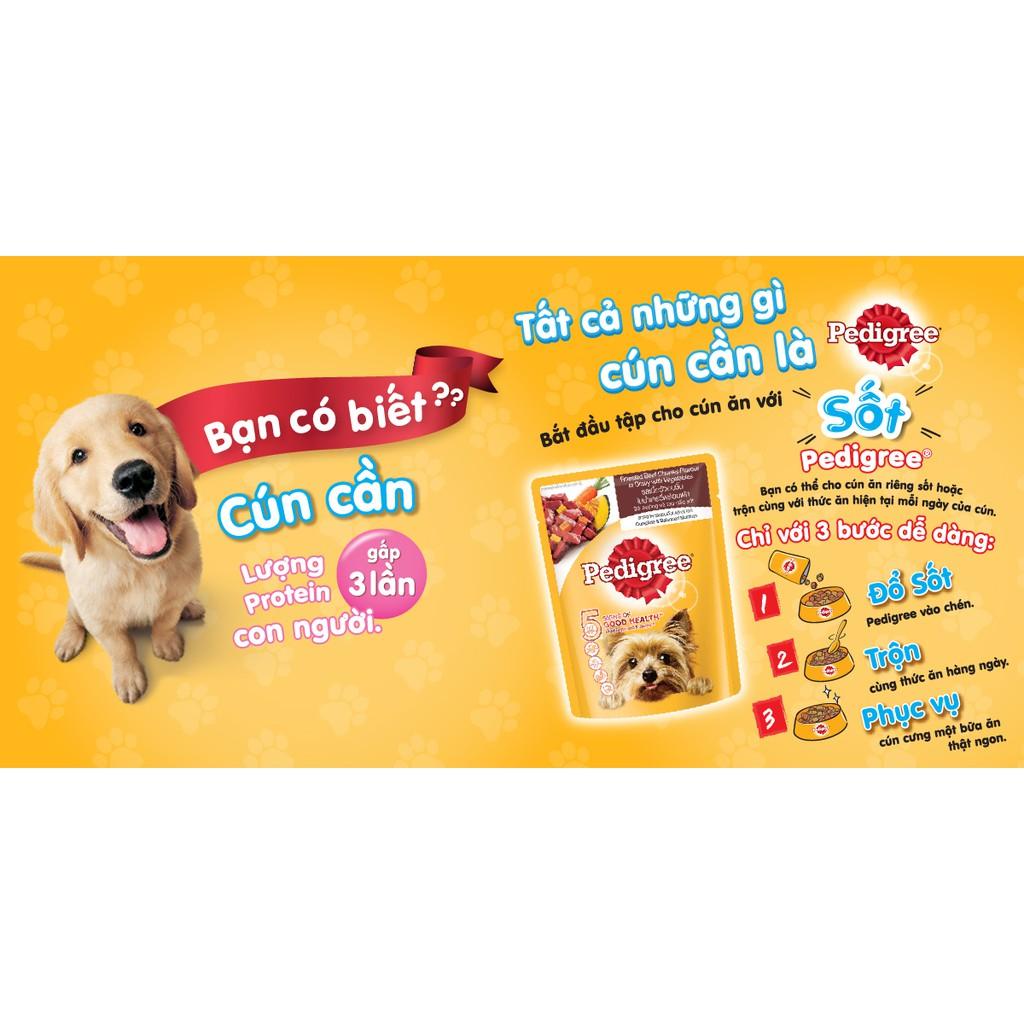  Bộ 3 túi thức ăn chó con dạng sốt Pedigree vị gà rau củ 130g