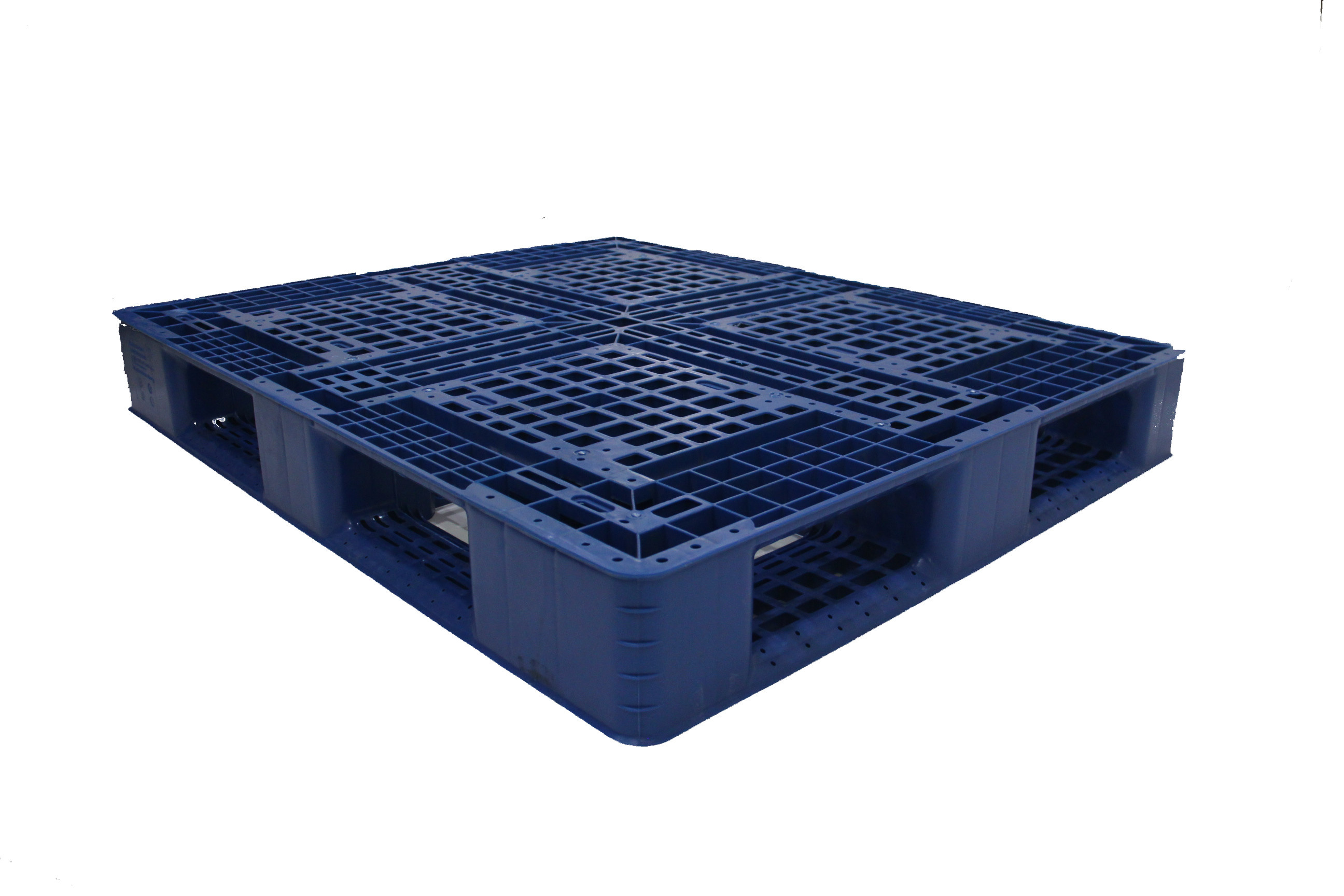Pallet Nhựa Khôi Việt 1200x1000x150 chân 4 thanh giằng màu xanh