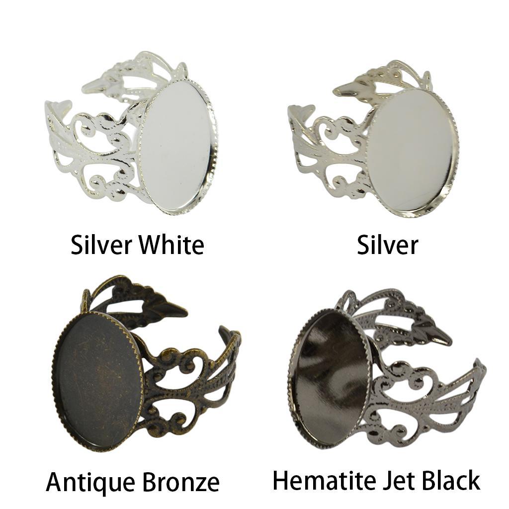 Adjustable Brass Blank Bezel Filigree Flower  DIY Making