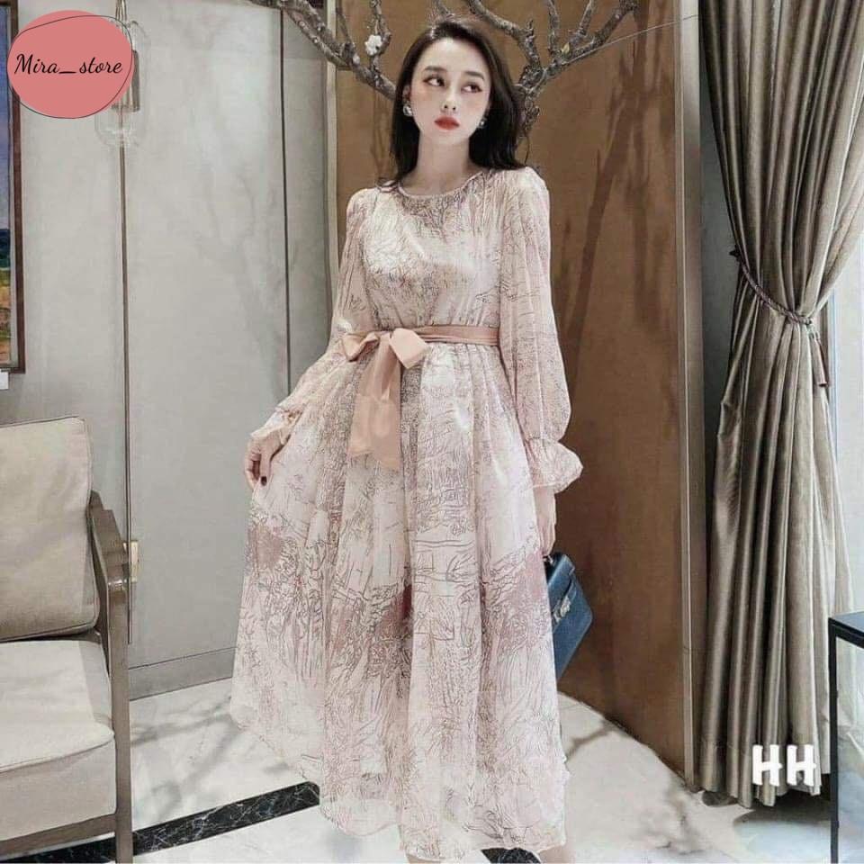 Váy Bầu Dài Tay Đầm Bầu Dáng Suông Thiết Kế Màu Hồng freesize 45-75kg