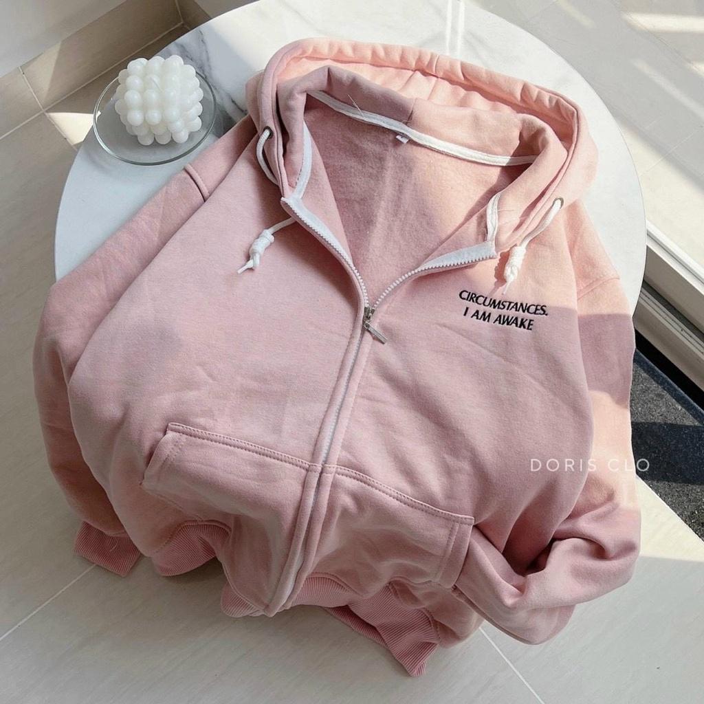 Áo Khoác Hoodie Nữ Phong Cách Cute Phô Mai Que Dây Kéo Điệu Đà Chất Vải Mềm Mại Phối Họa Tiết Slogand Đậm Cá Tính