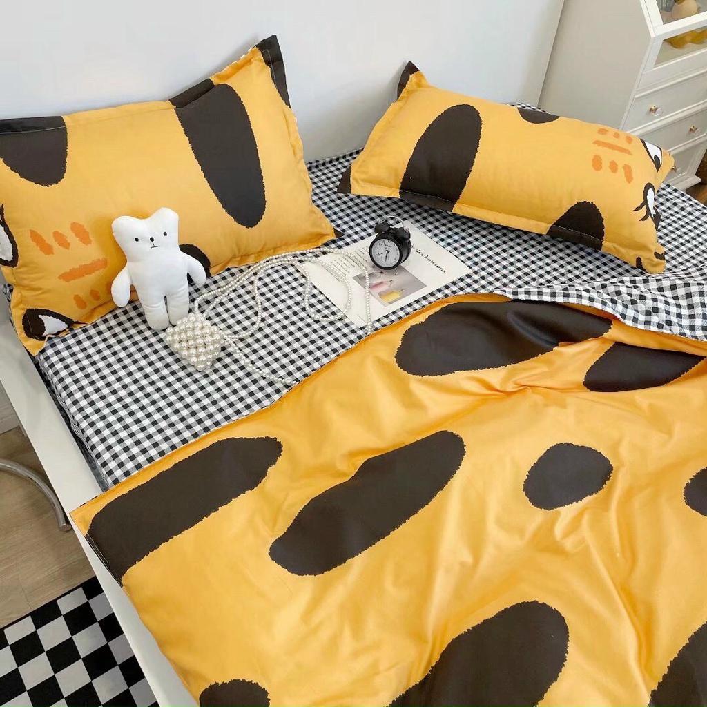 Bộ chăn ga gối Cotton poly M2T bedding gồm vỏ chăn mền, drap ga giường và 2 vỏ gối nằm họa tiết Hổ vằn