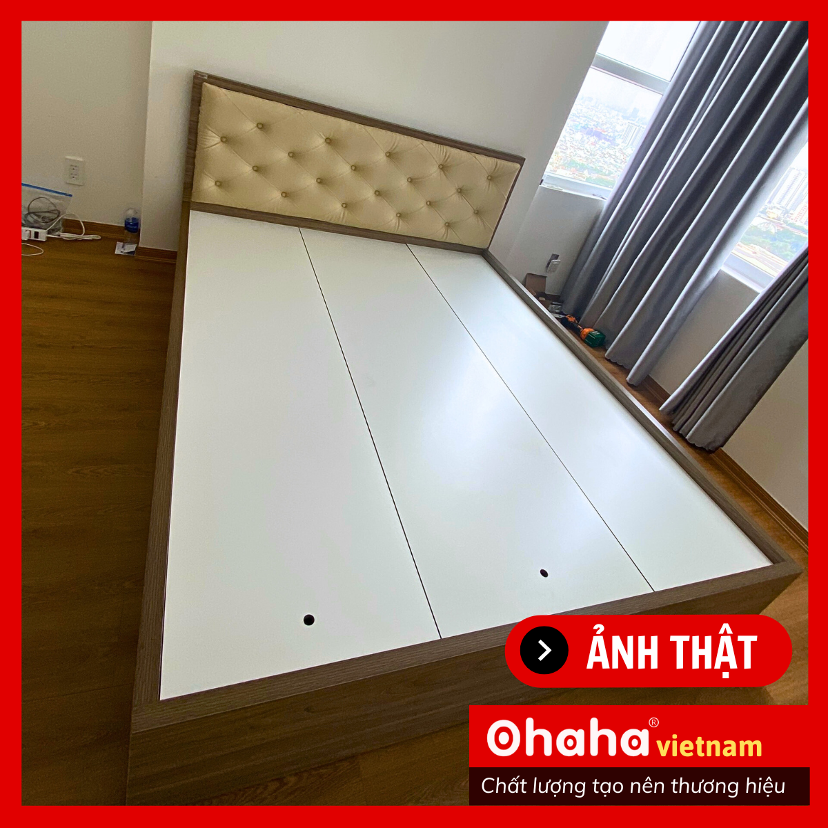 Giường ngủ gỗ công nghiệp bọc nệm OHAHA - GN019