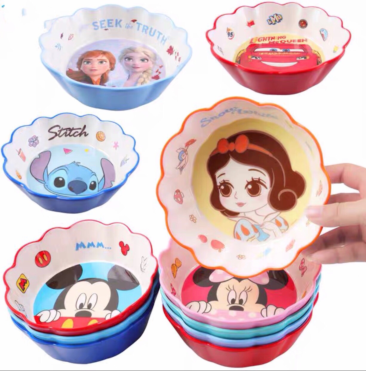 Chén ăn nhựa Melamine viền gợn sóng hình công chúa Elsa Frozen siêu xinh cho bé gái - PDW21102-F