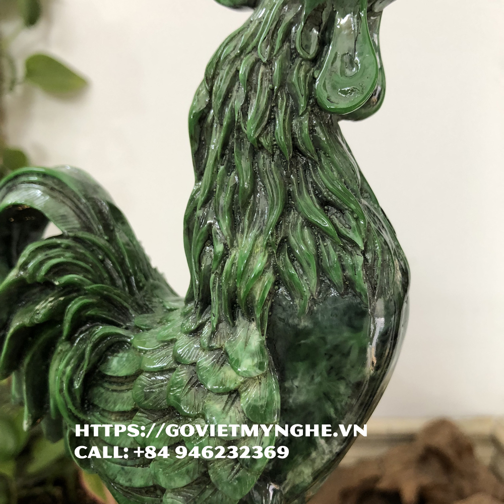 Tượng đá con gà trang trí phong thủy bàn làm việc gà trang trí phong thủy nhà cửa - Xanh lục bích