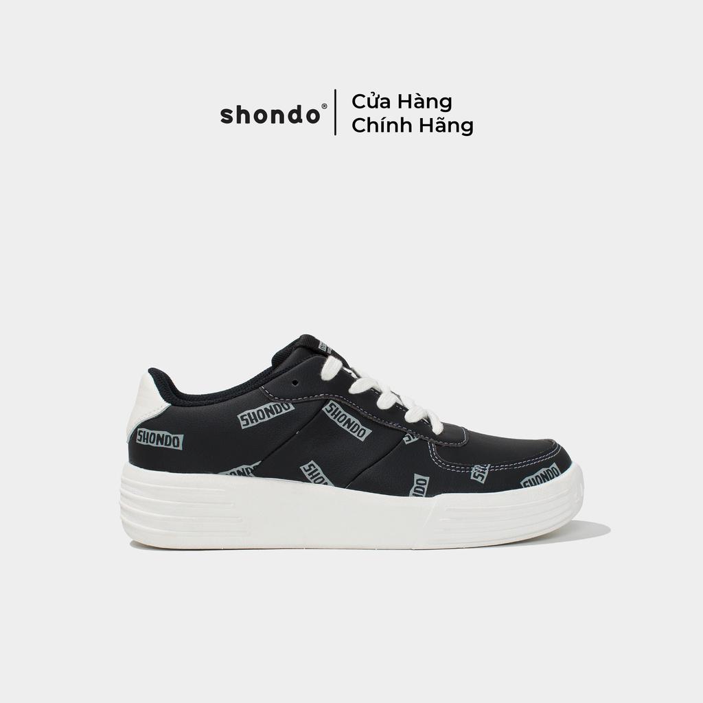 Giày Sneaker Nam Nữ Shondo Sneaker Class 1 Monogram Đen SND0110