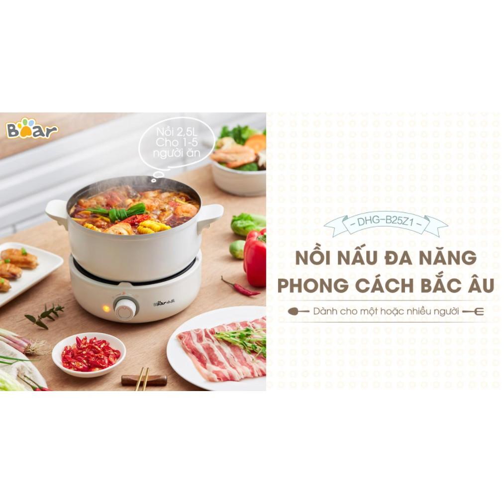 Nồi Nấu Đa Năng BEAR DHG-B25Z1 2.5L (Có Lồng Hấp) - Hàng chính hãng