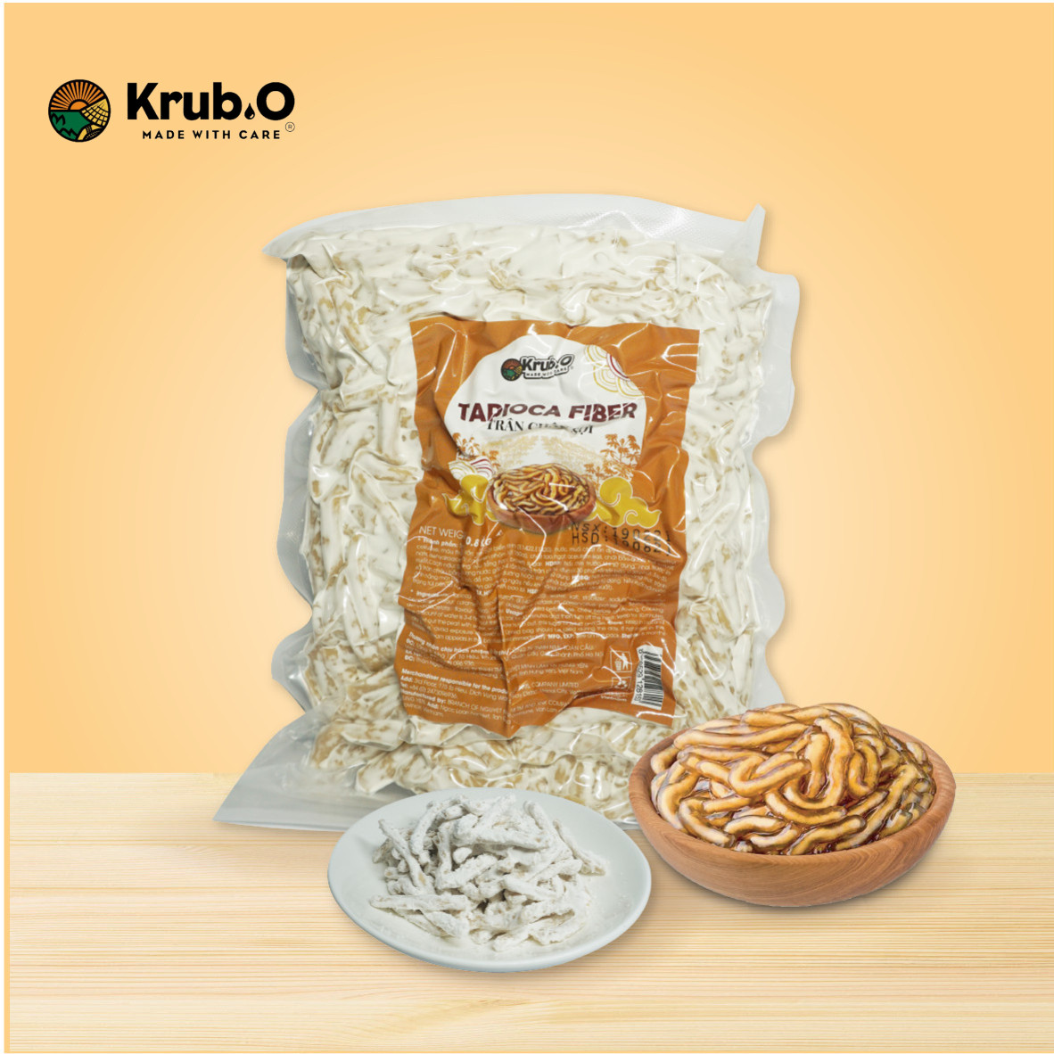 Trân Châu Sợi Krub.O (Tapioca Fiber) - Túi 800g - Topping trà sữa độc quyền - Nguồn nông sản thuần Việt