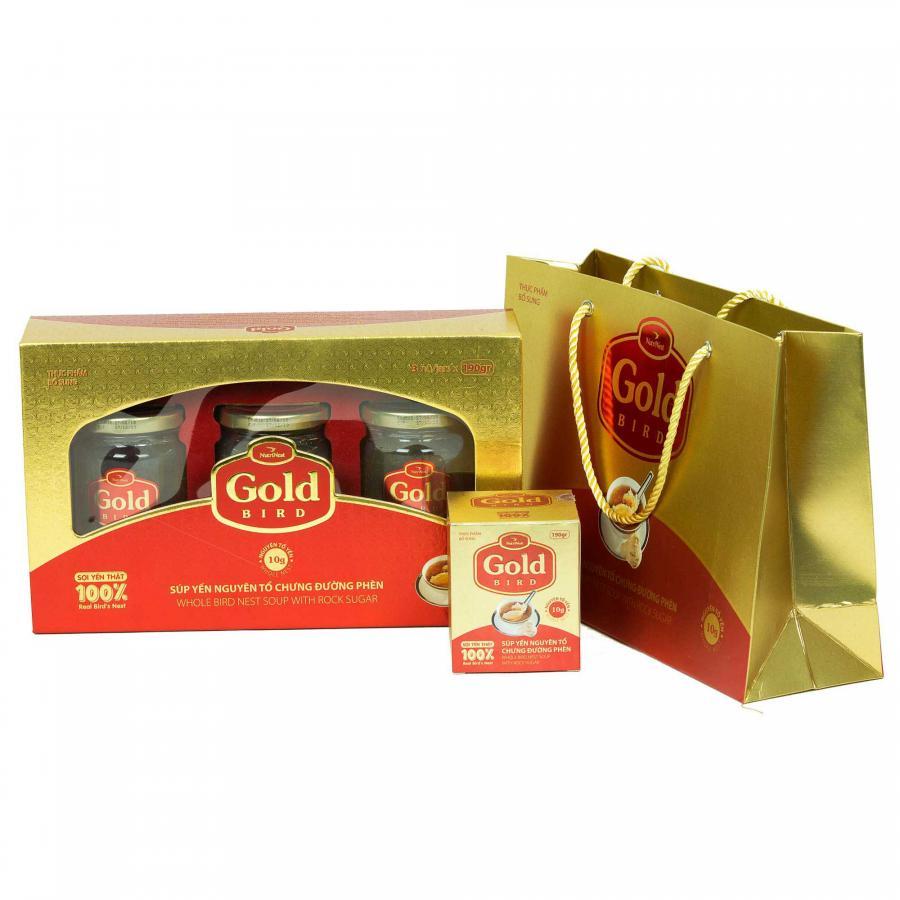 Hộp Quà Gold Bird - Nước Yến Sào Chưng Đường Phèn Nguyên Tổ 10g