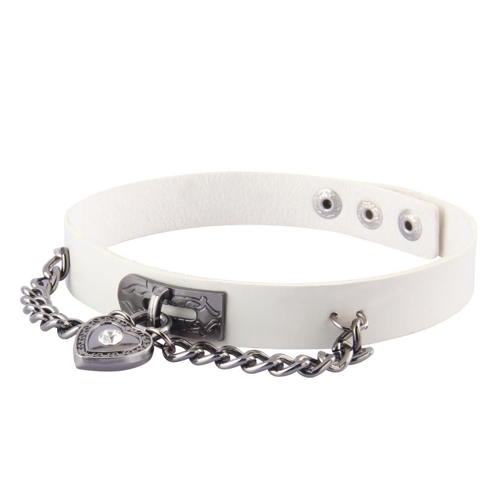 PU Choker Necklace Love Heart Alloy Pendant Collar