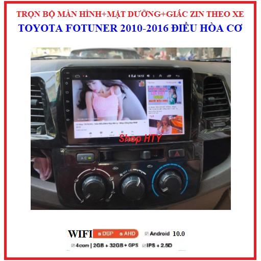 Màn hình ô tô dvd android 9 inch theo xe Toyota Fortuner điều hòa cơ đời 2010-2016, Combo Bộ đầy đủ: màn+ mặt dưỡng+giắc