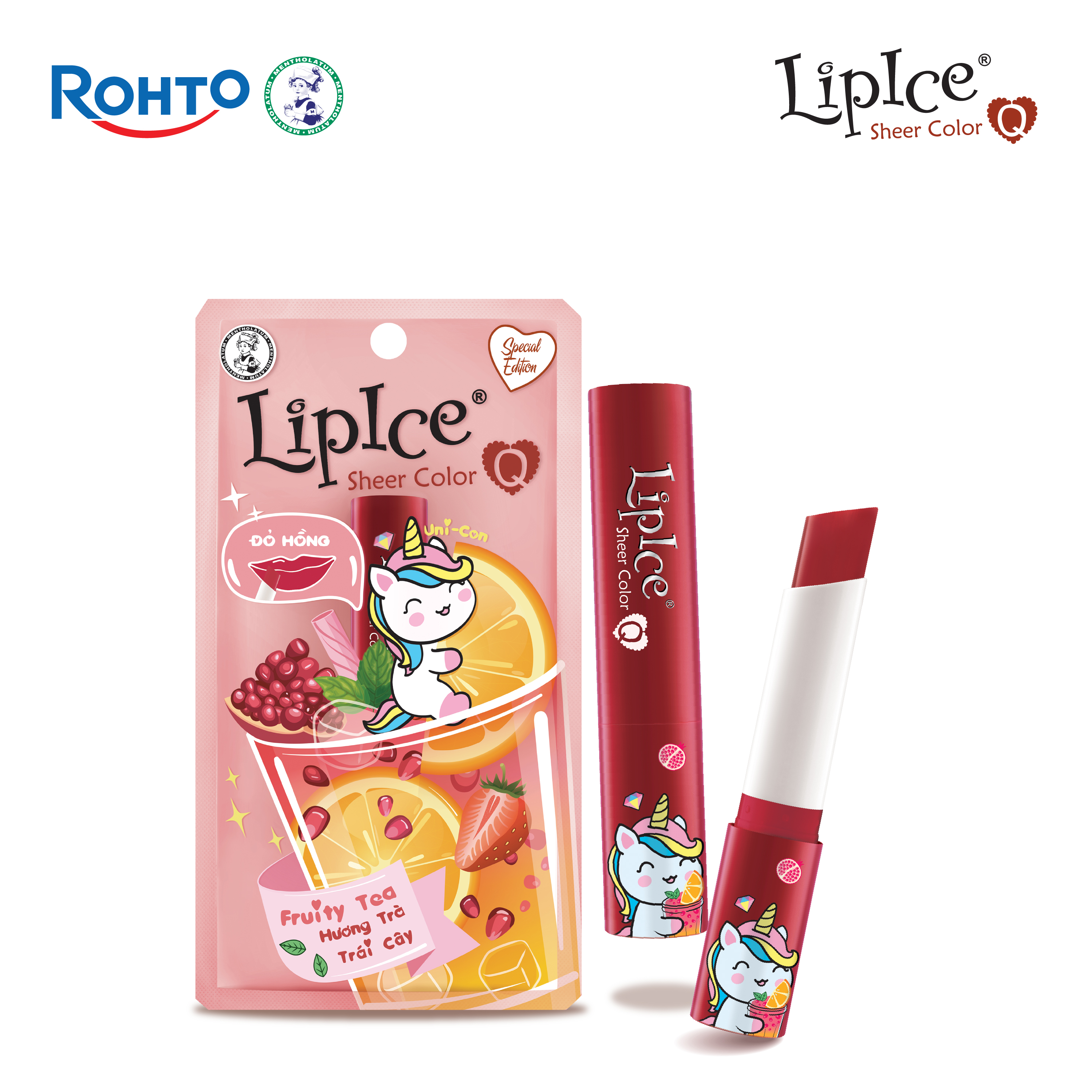 Son dưỡng có màu hiệu chỉnh sắc môi tự nhiên LipIce Sheer Color Q 2.4g Trà Trái Cây - Đỏ Hồng