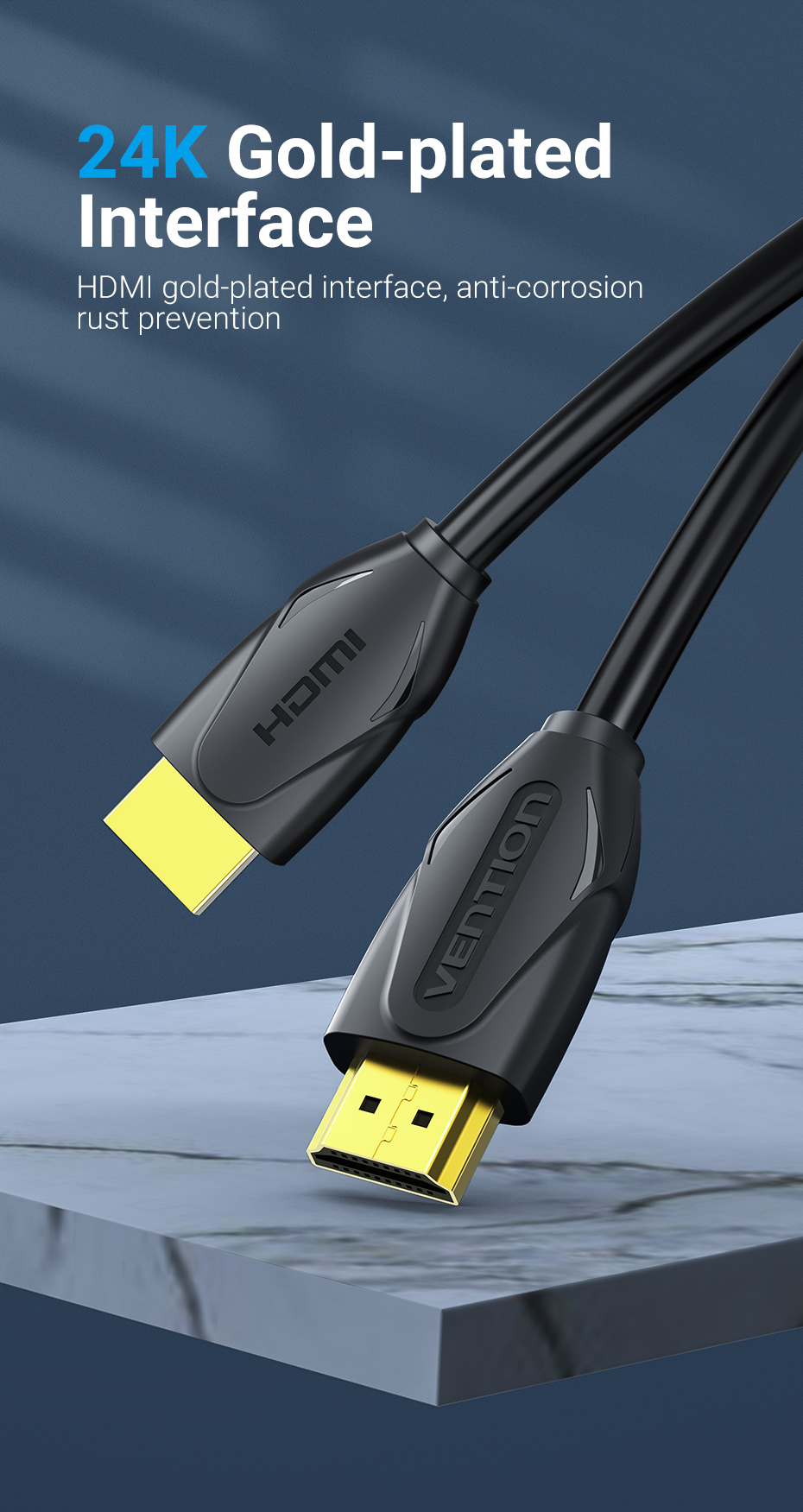 Dây HDMI 1.4 thuần đồng hỗ trợ 2K,4K@30Hz - VENTION ( Tròn ) dài 1.5m đến 15m Hàng Chính Hãng