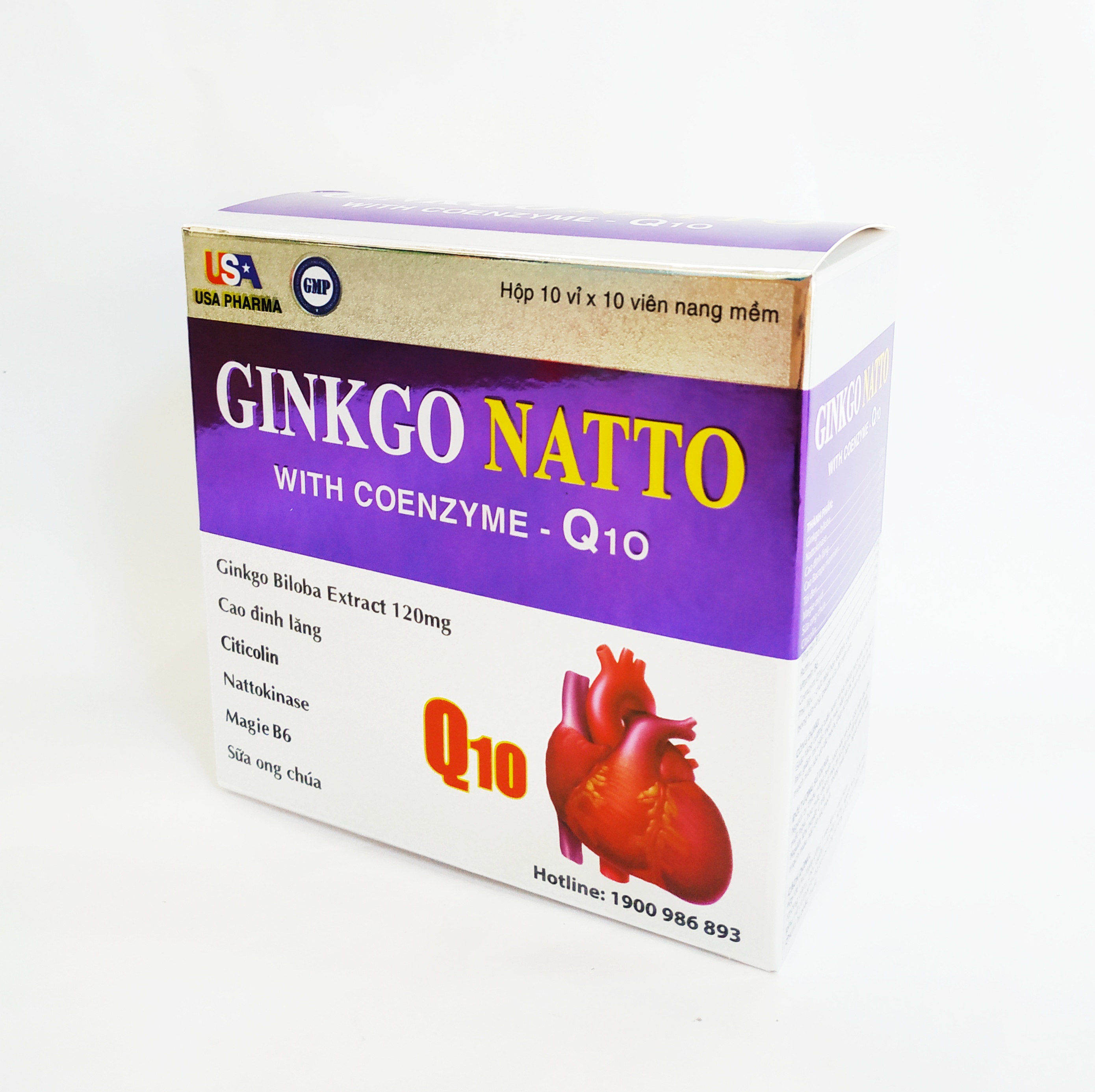 Hoạt Huyết Dưỡng Não Ginkgo Natto With Coenzym Q10 - Giúp Bổ Sung Dưỡng Chất Cho Não - Tăng Cường Tuần Hoàn Máu Não - Ngăn Ngừa Tai Biến Mạch Máu Não – Hộp 100 Viên