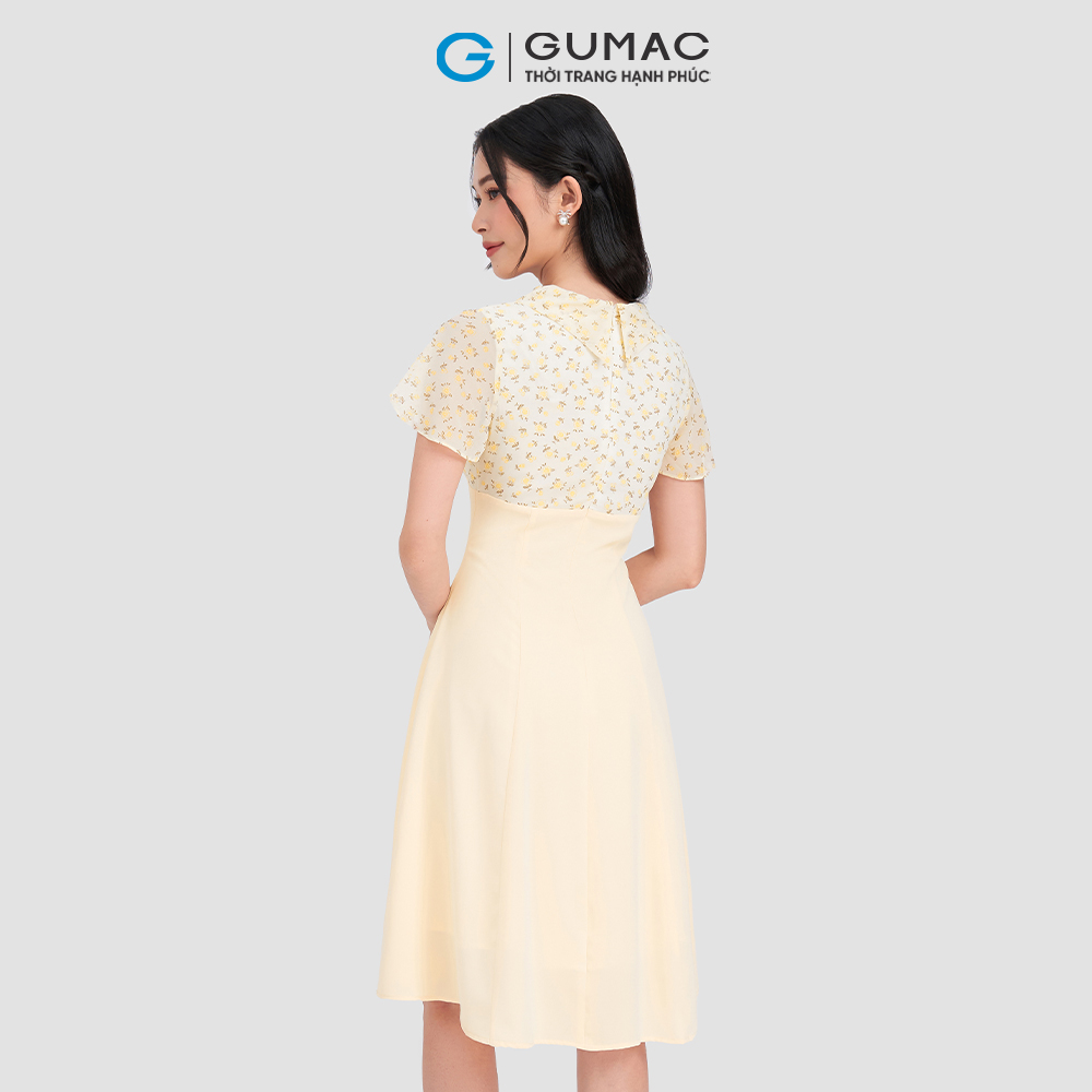 Đầm xòe phối hoa thời trang GUMAC DD03055