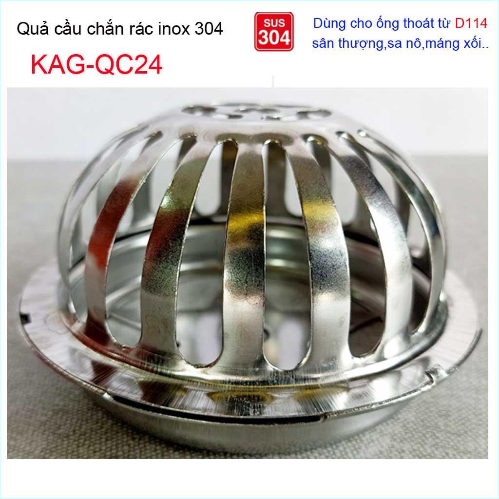 Cầu chắn rác sân thượng  D114 KAG-QC24 inox SUS304, cầu chặn rác đặt miệng ống D114, cầu thoát nước mưa thoát nhanh