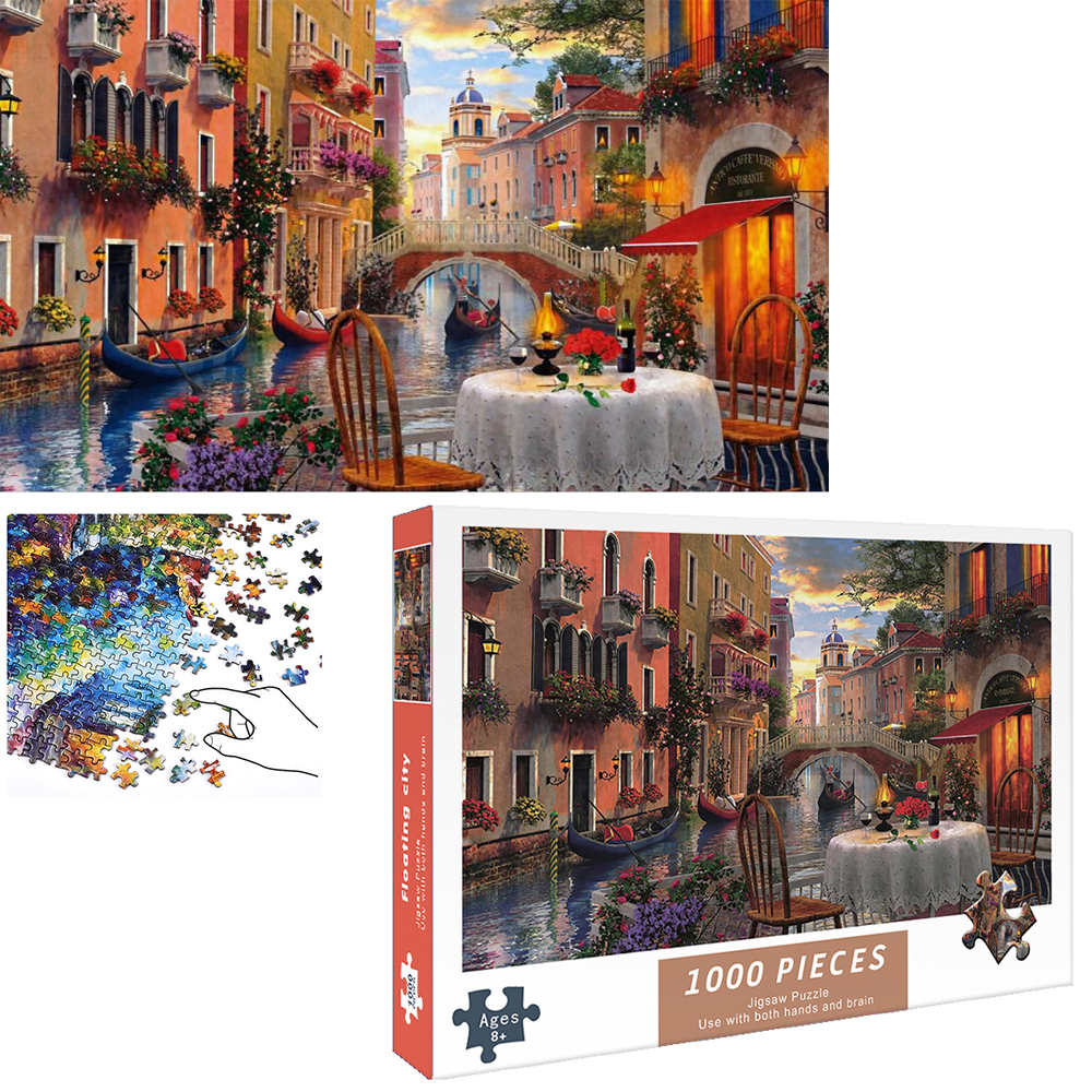 Bộ Tranh Ghép Xếp Hình 1000 Pcs Jigsaw Puzzle Tranh Ghép (75*50cm) Thành Phố Nước  Bản Đẹp Cao Cấp