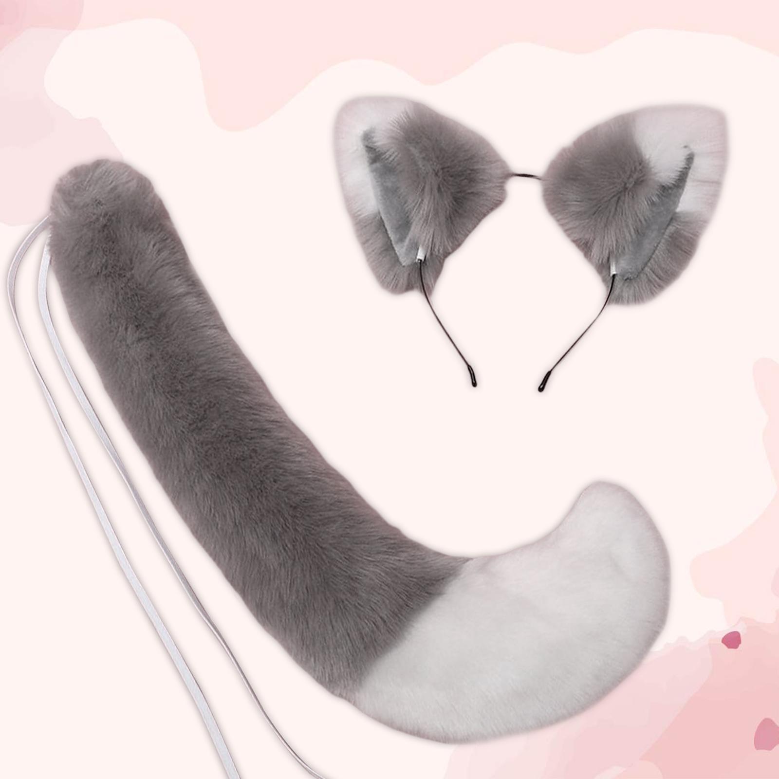 Ears and Long Tail Set Dress up Costume Accessories for Prom Halloween