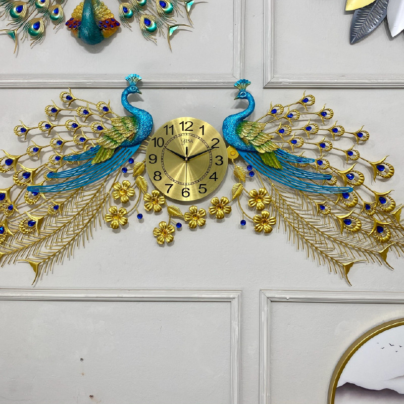 Đồng Hồ Treo Tường Nghệ thuật Decor Công Đôi Đậu Cành Mai Hạnh Phúc M20202 Kích Thước 150*60cm