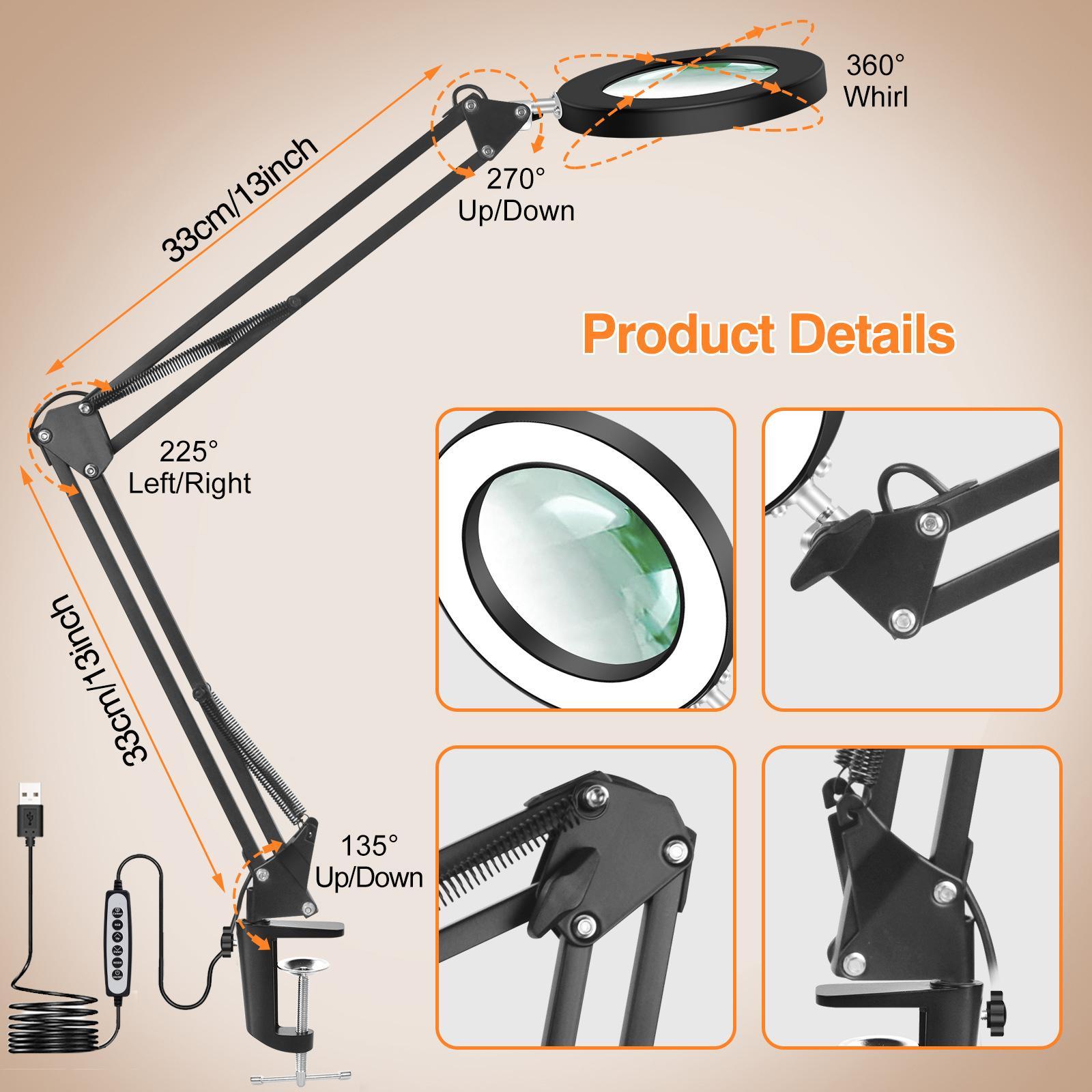 Magnifier Work Clamp Adjustable Clamp Base Foldable for Workshop
