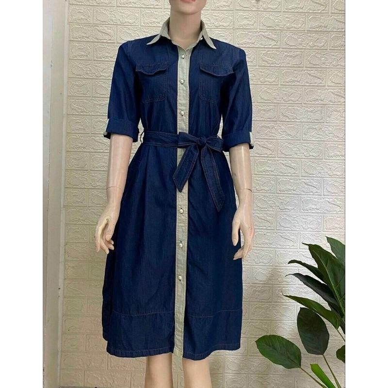 ĐẦM XÒE DENIM PHỐI VIỀN TAY LỞ