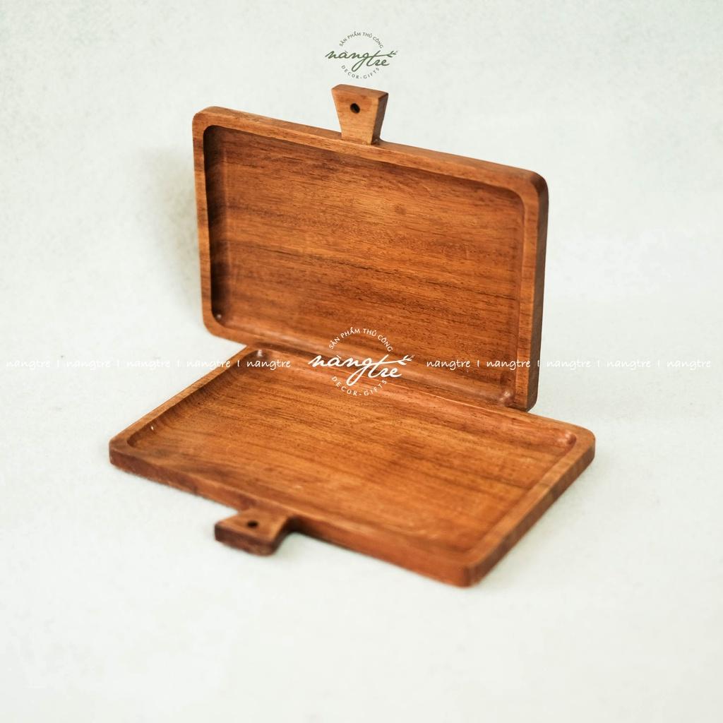 Khay gỗ tay cầm, Khay gỗ trang trí thức ăn, Square wooden tray