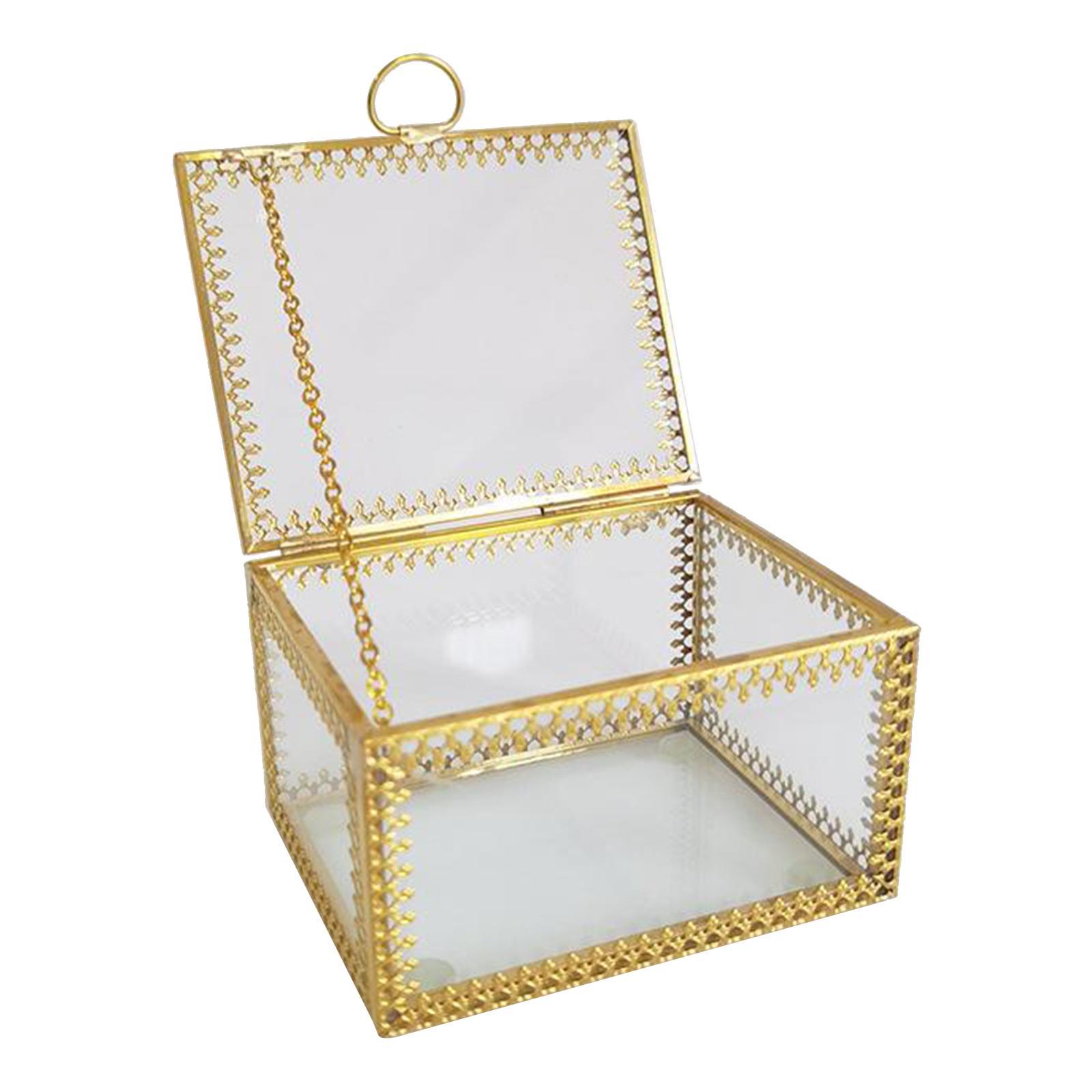 Glass Vintage Jewelry Box Geometric Jewelry Display Organizer Keepsake Box Case