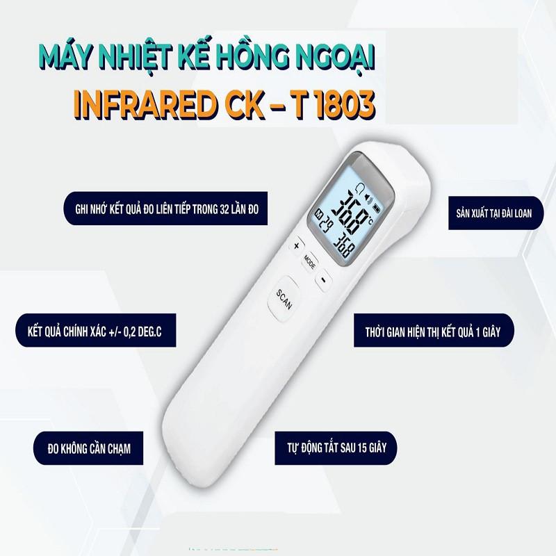 Nhiệt Kế Điện Tử Hồng Ngoại Cảm Ứng Đo Trán Đa Năng CK-T1803 Chính Xác Chỉ Trong 1 Giây