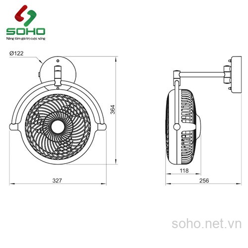 Quạt Gắn Tường Làm Mát Gia Đình Alaska V8D - Hàng chính hãng