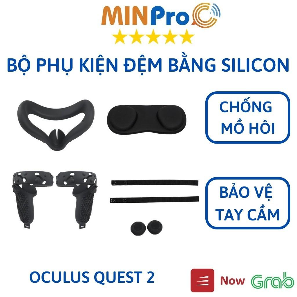 Bộ phụ kiện đệm bằng silicon chống mồ hôi bảo vệ tay cầm chơi game Oculus Quest 2 - MINPRO