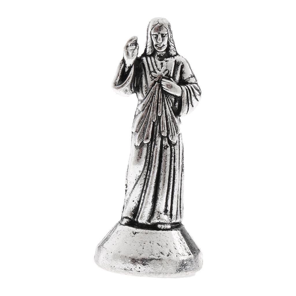 Mini Jesus Holy Religious Figurine Decoration Statue X4 Silver 5cm