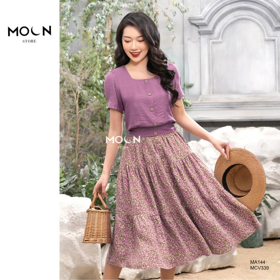 Áo sơ mi nữ cổ vuông chất đũi trẻ trung mát mẻ MA144 MOON STORE