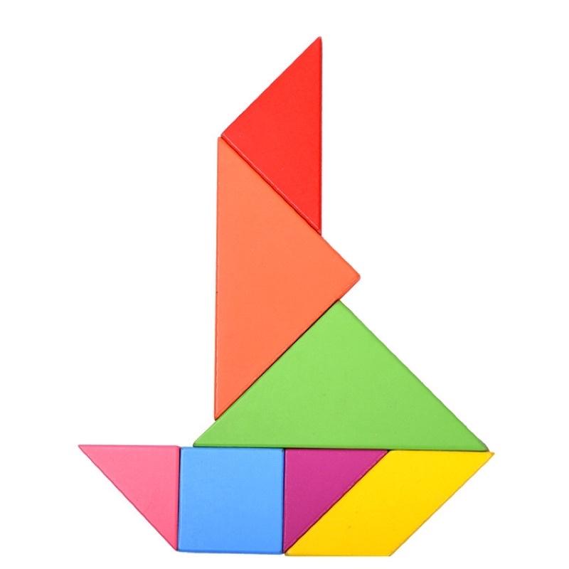 Tangram - Xếp Hình Trí Uẩn Hàng Đẹp Size To 18cm - Bộ Ghép Hình Bằng Gỗ Thông Minh Cho Bé