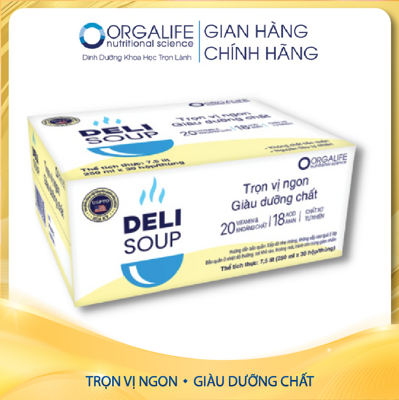 Thùng 30 hộp thực phẩm dinh dưỡng Orgalife Fomeal delisoup - Bữa ăn thay thế, dễ hấp thụ dành cho người bệnh - Thùng 30 Hộp x 250ml