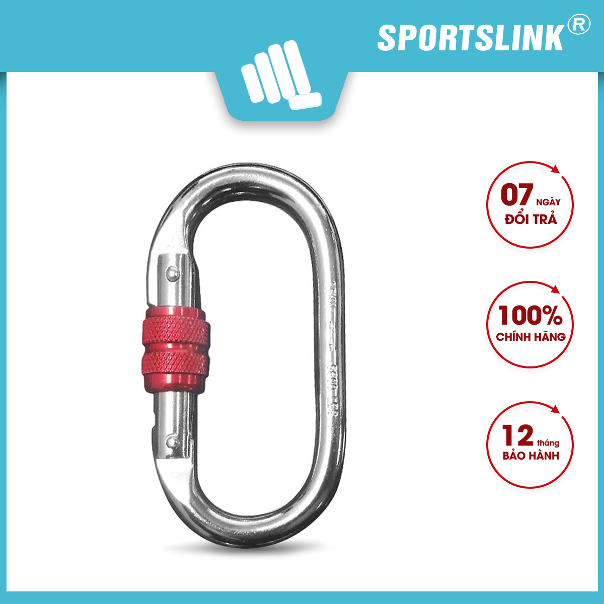 Móc treo khóa chữ D đa năng carabiner dùng treo võng yoga - đi leo núi Sportslink