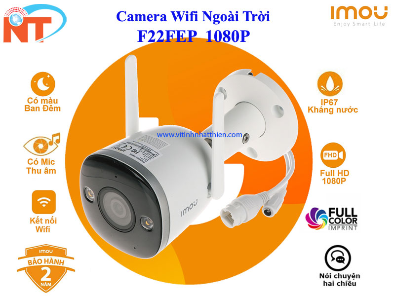 CAMERA WIFI IMOU Ngoài Trời IPC F22FEP 2M 1080P, có màu ban đêm, Đàm Thoại chiều - hàng chính hãng