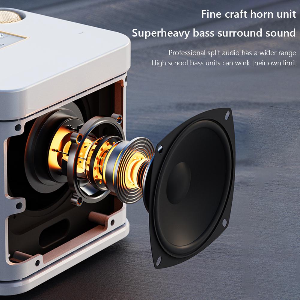 Bộ Âm Thanh Gia Đình KTV Micro Kép Máy Karaoke Loa Bluetooth Không Dây Tích Hợp Máy Hát Color: Ys-219 White