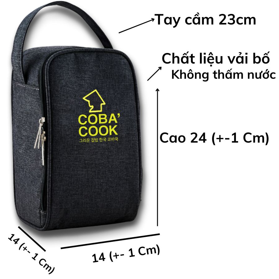 Bộ hộp cơm thủy tinh chịu nhiệt COBA'COCK 1 hộp tròn 400ml 2 hộp vuông 520ml và túi dài- CCR4S53BL