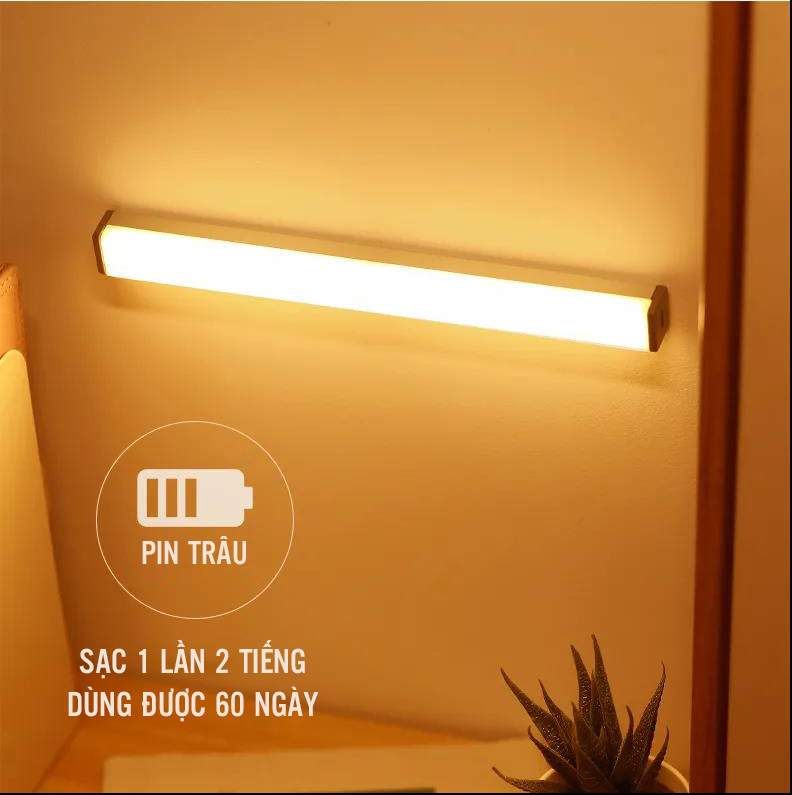 Đèn Cảm Ứng Dán Tường LED Vàng công suất 3W Chiếu Sáng 30cm, sạc pin USB