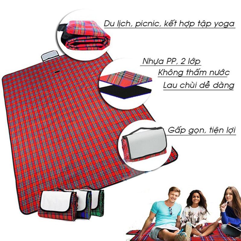 THẢM DÃ NGOẠI PICNIC DU LỊCH, BẠT TRẢI CẮM TRẠI Thảm picnic vải caro hoạ tiết, đi biển