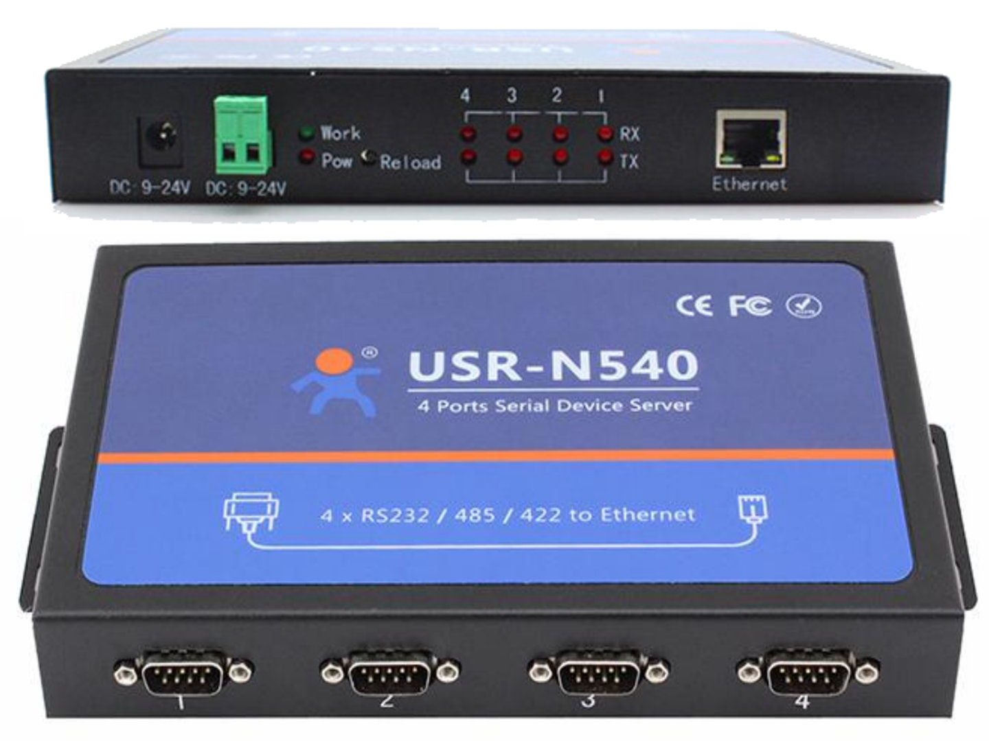 Bộ chuyển đổi RS232-RS485/RS422 sang Ethernet 4 cổng USR-N540 - Hàng chính hãng