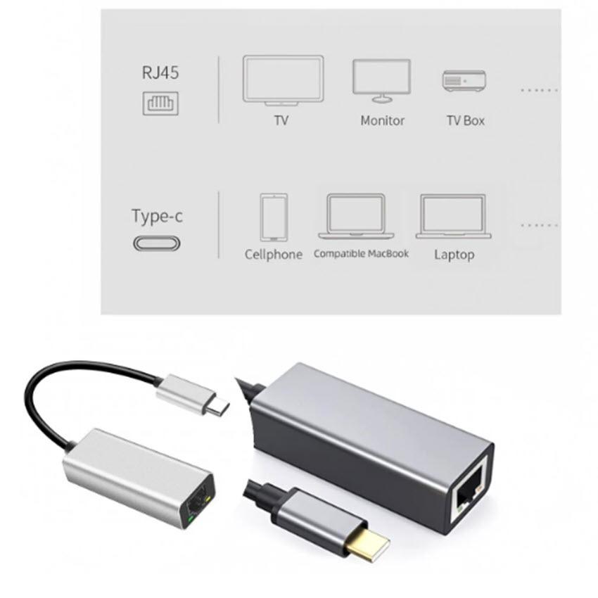 Cáp Type-C to Lan kết nối Mạng cho Điện thoại, Máy tính chất lượng cao