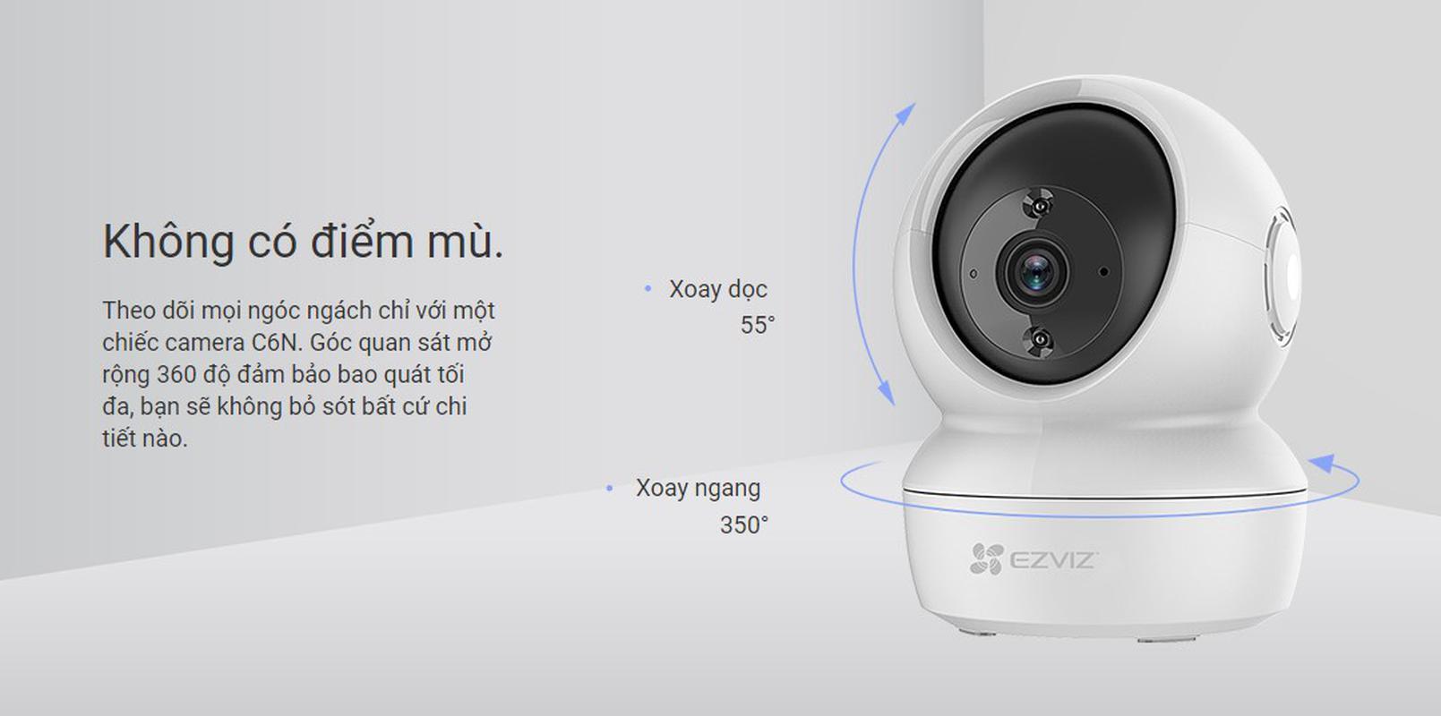 Camera wifi Ezviz C6N không dây xoay 360 độ đàm thoại 2 chiều - Hàng chính hãng