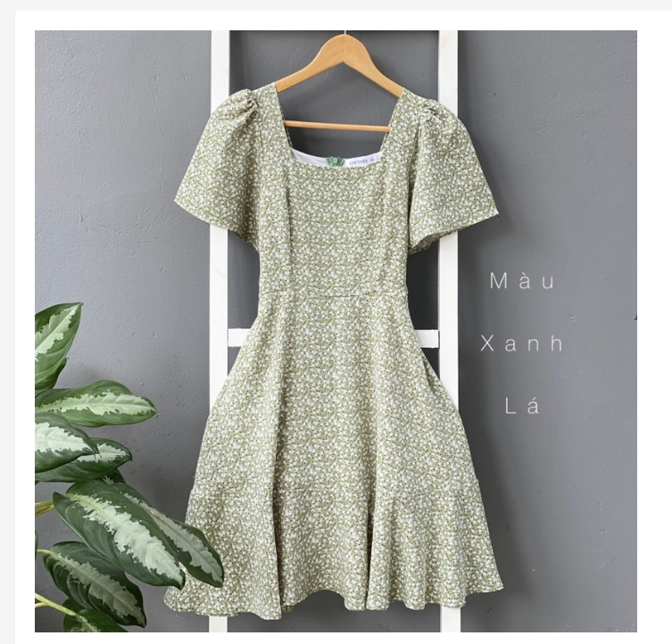 VÁY CỔ VUÔNG TAY CÁNH TIÊN TÙNG ĐUÔI CÁ MIDI - NA4